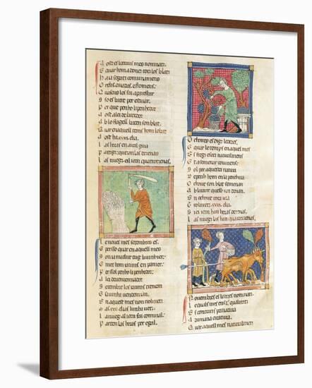 Working in the Months of September, October, November, Miniature from Breviary of Love-Matfre Ermengau-Framed Giclee Print