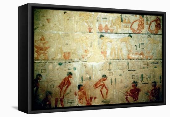 Working Life in Ancient Egypt, Wall Painting from an Artisan's Tomb at Saqqara-null-Framed Stretched Canvas