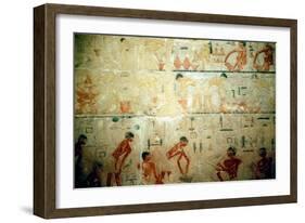 Working Life in Ancient Egypt, Wall Painting from an Artisan's Tomb at Saqqara-null-Framed Photographic Print