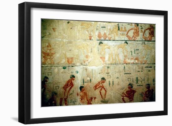 Working Life in Ancient Egypt, Wall Painting from an Artisan's Tomb at Saqqara-null-Framed Photographic Print