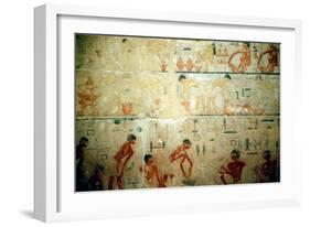 Working Life in Ancient Egypt, Wall Painting from an Artisan's Tomb at Saqqara-null-Framed Photographic Print