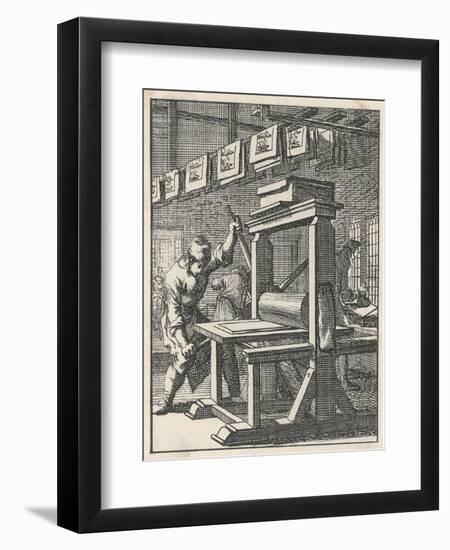 Working on a Dutch Flat Bed Press-Jan Luiken-Framed Art Print