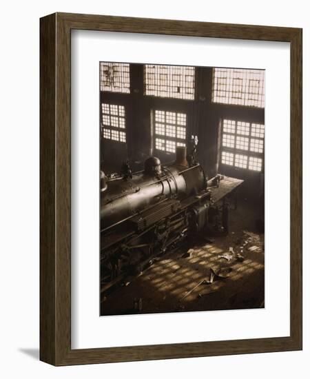 Working on a locomotive at the 40th Street railroad shops, Chicago, 1942-Jack Delano-Framed Giclee Print