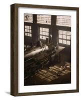 Working on a locomotive at the 40th Street railroad shops, Chicago, 1942-Jack Delano-Framed Giclee Print