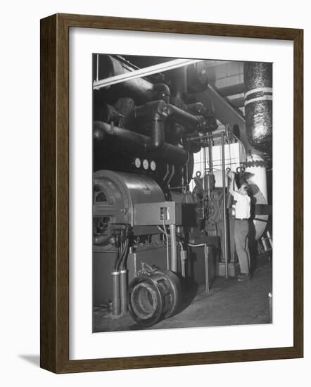 Working on Large Air Conditioning Units Used for Environmental Testing of Military Equipment-Ralph Morse-Framed Premium Photographic Print