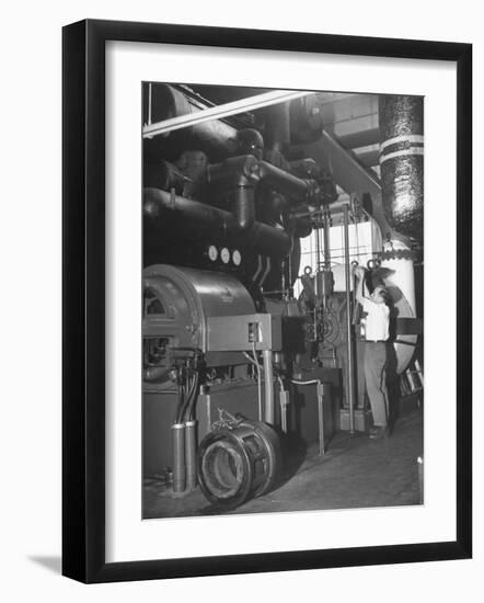 Working on Large Air Conditioning Units Used for Environmental Testing of Military Equipment-Ralph Morse-Framed Premium Photographic Print