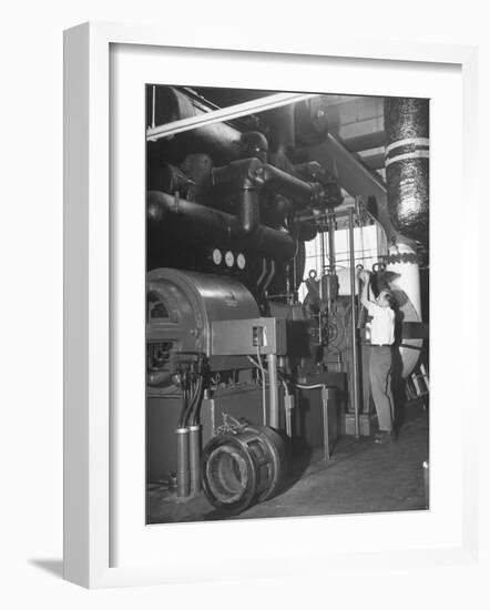 Working on Large Air Conditioning Units Used for Environmental Testing of Military Equipment-Ralph Morse-Framed Premium Photographic Print