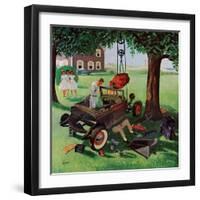 "Working on the Jalopy," July 15, 1961-George Hughes-Framed Giclee Print