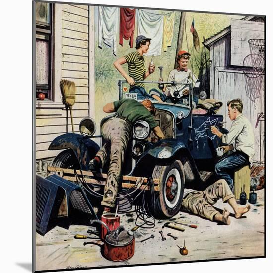 "Working on the Jalopy", May 20, 1950-Stevan Dohanos-Mounted Premium Giclee Print