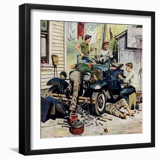 "Working on the Jalopy", May 20, 1950-Stevan Dohanos-Framed Giclee Print