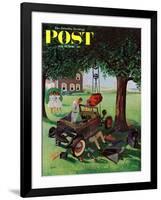 "Working on the Jalopy," Saturday Evening Post Cover, July 15, 1961-George Hughes-Framed Giclee Print