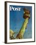 "Working on the Statue of Liberty" Saturday Evening Post Cover, July 6,1946-Norman Rockwell-Framed Premium Giclee Print