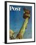 "Working on the Statue of Liberty" Saturday Evening Post Cover, July 6,1946-Norman Rockwell-Framed Premium Giclee Print