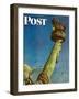 "Working on the Statue of Liberty" Saturday Evening Post Cover, July 6,1946-Norman Rockwell-Framed Premium Giclee Print