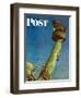 "Working on the Statue of Liberty" Saturday Evening Post Cover, July 6,1946-Norman Rockwell-Framed Giclee Print