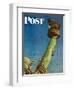 "Working on the Statue of Liberty" Saturday Evening Post Cover, July 6,1946-Norman Rockwell-Framed Giclee Print