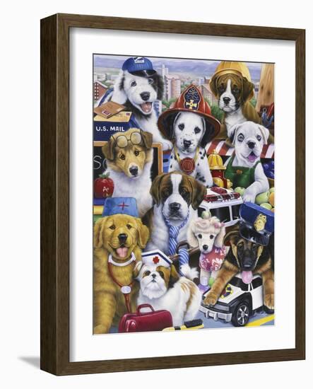 Working Puppies-Jenny Newland-Framed Giclee Print