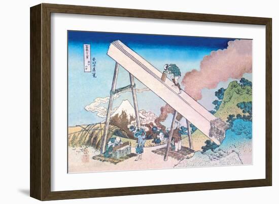 Working Within View of Mount Fuji-Katsushika Hokusai-Framed Art Print