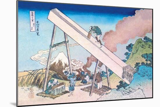 Working Within View of Mount Fuji-Katsushika Hokusai-Mounted Art Print