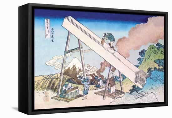 Working Within View of Mount Fuji-Katsushika Hokusai-Framed Stretched Canvas