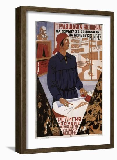 Working Woman in the Struggle for Socialism, Struggle Against Religion, 1931-Boris Grigoryevich Klinch-Framed Giclee Print