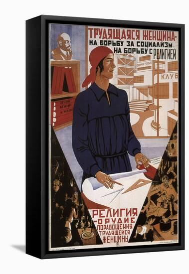 Working Woman in the Struggle for Socialism, Struggle Against Religion, 1931-Boris Grigoryevich Klinch-Framed Stretched Canvas