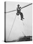 Workman at Shawnee Steam Plant Working on Telephone Wires-Ralph Crane-Stretched Canvas