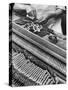 Workman Installing Some of the Whippens, Shanks and Hammers at the Steinway Piano Factory-Margaret Bourke-White-Stretched Canvas