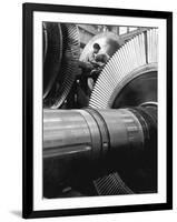 Workman on Large Wheel That Looks Like Fan, at General Electric Laboratory-Alfred Eisenstaedt-Framed Photographic Print