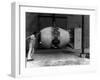 Workman Standing Next to Atomic Bomb Number 2, Nicknamed Fat Man, Hours before its Deployment-null-Framed Photographic Print