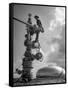 Workman Standing on Machinery at Natural Gas Plant-Thomas D^ Mcavoy-Framed Stretched Canvas