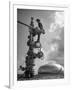 Workman Standing on Machinery at Natural Gas Plant-Thomas D^ Mcavoy-Framed Photographic Print