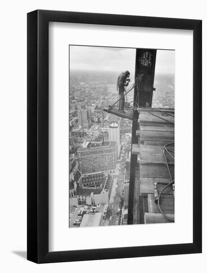 Workman Welding Steel Beams-null-Framed Photographic Print