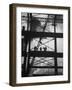 Workmen Against Smokey Sky as They Stand on Girders of the New Carnegie Illinois Steel Plant-Margaret Bourke-White-Framed Photographic Print