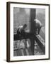 Workmen Attaching Steel Beams High Above Street During Construction of Manhattan Company Building-Arthur Gerlach-Framed Photographic Print