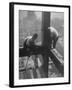 Workmen Attaching Steel Beams High Above Street During Construction of Manhattan Company Building-Arthur Gerlach-Framed Photographic Print