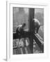 Workmen Attaching Steel Beams High Above Street During Construction of Manhattan Company Building-Arthur Gerlach-Framed Photographic Print