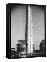 Workmen Building Huge Chimneys at World's Biggest Coal-Fueled Power Plant-Margaret Bourke-White-Framed Stretched Canvas