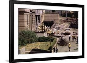 Workmen Clearing Building Debris-null-Framed Photographic Print