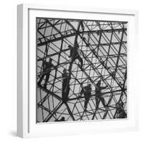 Workmen Covering Top of the Geodesic Dome, Ford Rotunda Outside their River Rouge Plant-Howard Sochurek-Framed Photographic Print