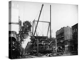 Workmen Erecting the Elevated Railroad Tracks on Atlantic Ave-Wallace G^ Levison-Stretched Canvas