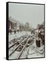 Workmen Extending Tramlines, Brixton Road, London, 1907-null-Framed Stretched Canvas