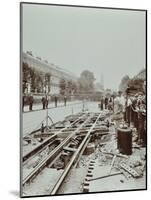 Workmen Extending Tramlines, Brixton Road, London, 1907-null-Mounted Photographic Print