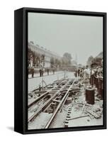 Workmen Extending Tramlines, Brixton Road, London, 1907-null-Framed Stretched Canvas