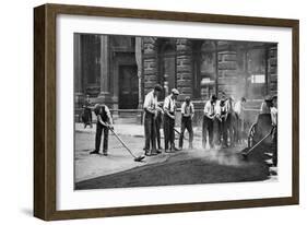 Workmen Laying Tar and Asphalt in Cornhill, London, 1926-1927-McLeish-Framed Giclee Print