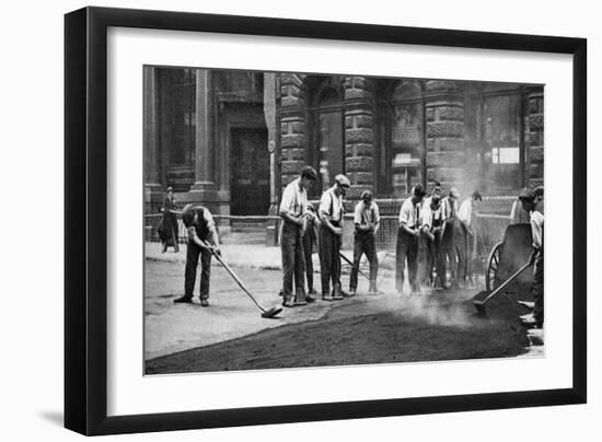Workmen Laying Tar and Asphalt in Cornhill, London, 1926-1927-McLeish-Framed Giclee Print