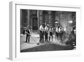 Workmen Laying Tar and Asphalt in Cornhill, London, 1926-1927-McLeish-Framed Giclee Print