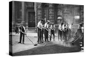 Workmen Laying Tar and Asphalt in Cornhill, London, 1926-1927-McLeish-Stretched Canvas