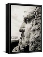 Workmen on Face of George Washington-null-Framed Stretched Canvas