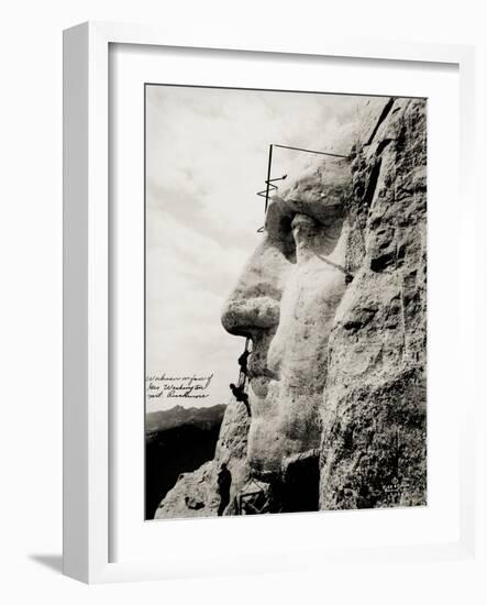 Workmen on Face of George Washington-null-Framed Photographic Print